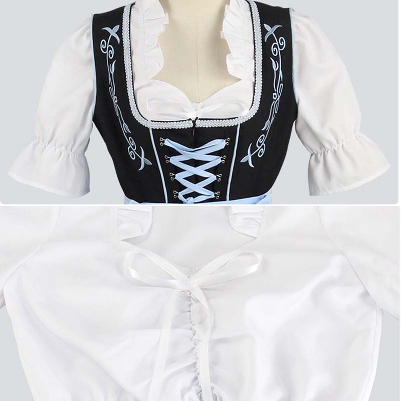 Women's German Bavarian Oktoberfest Beer Festival Costume Dirndl Embroidery Dress For Carnival Party