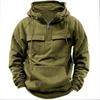 2025 Men's Autumn/Winter Hooded Solid Color Workwear Sweatshirt Jacket