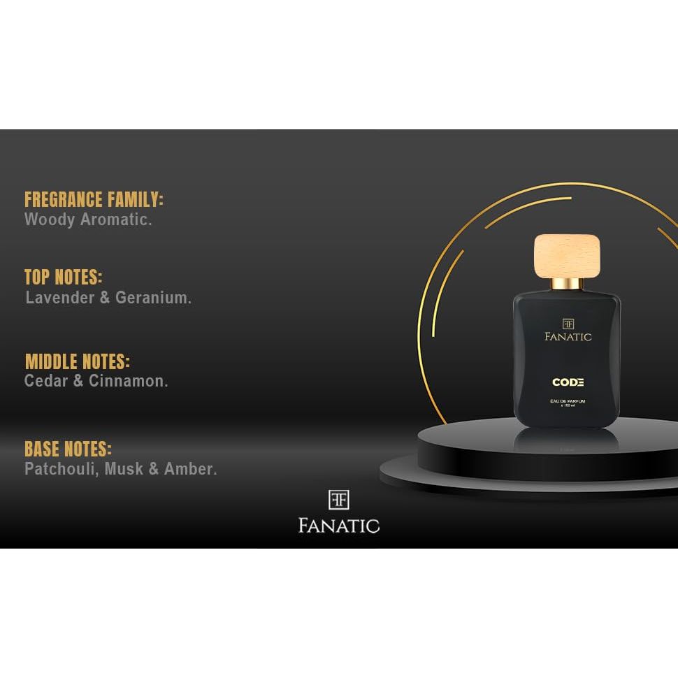 FANATIC Code Perfume, Liquid Eau De Parfum For Men, 100ml - Woody Aromatic