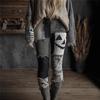 Vintage 3D kötött leggings nőknek gótikus mintával magas derék szűk nadrág Y2K punk utcai viselet rugalmas karcsúsított nadrág