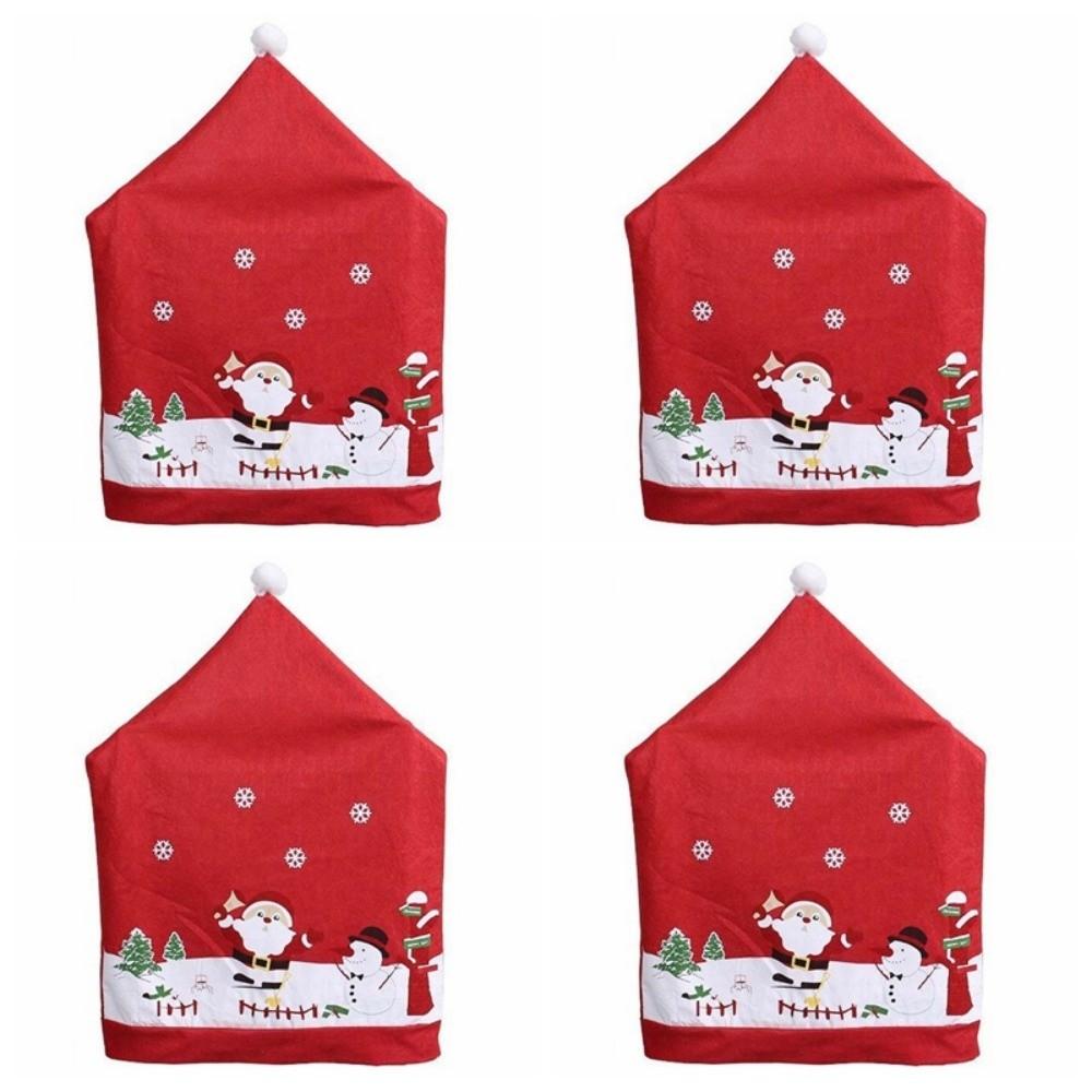 4pcs Xmas Decoration Christmas Chair Cover Cartoon Red Wear for Chairs  Festival Atmosphere