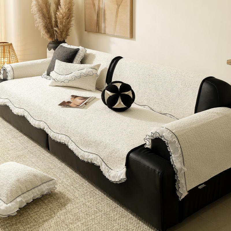 

Solid color four-season universal sofa cushion cover French non-slip chenille living room sofa cover cloth towel new model 70*70cm