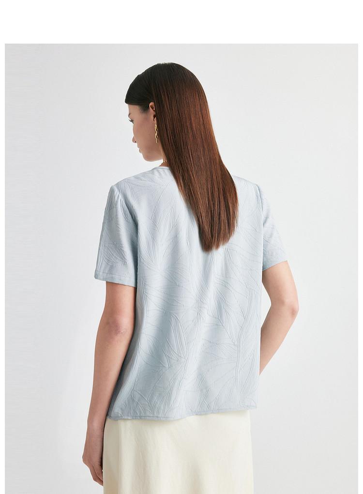 26 Spring/Summer Round Neck Fashionable Jacquard Loose and Comfortable Slim Mulberry Silk Shirt for Women
