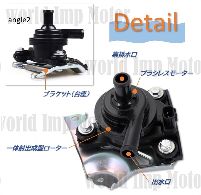 Replacement Water Pump for Toyota Prius NHW20G (early and Late Models), Electric Inverter, and Coolant (G9020-47031/G9020-47030)