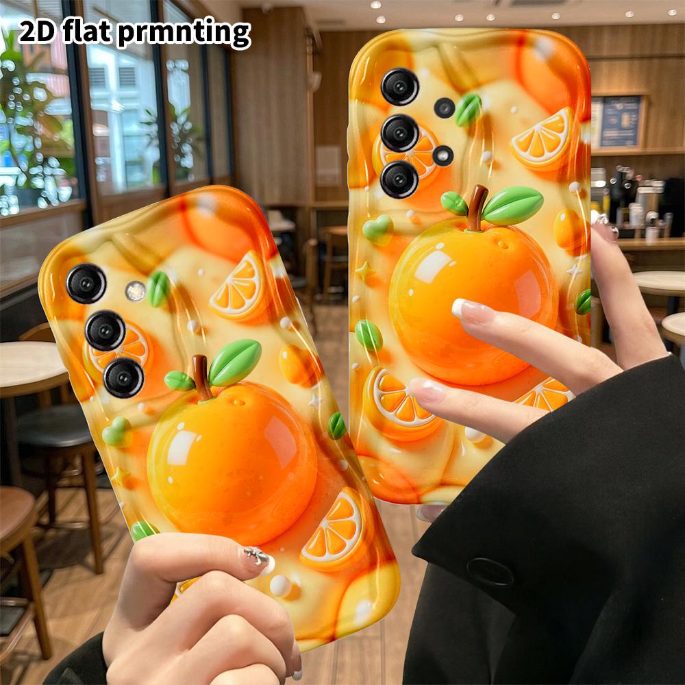 Phone case: 2D flat, suitable for Samsung Galaxy A34 A35 M05 M06 S20 S22 S21 FE Plus 5G protective case, orange fruit, perfect Christmas and Halloween