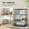 Indoor Cat Cage DIY Customizable 3-Tier Indoor Cat Enclosure with 3 Doors and Hammock 105 Cm Black