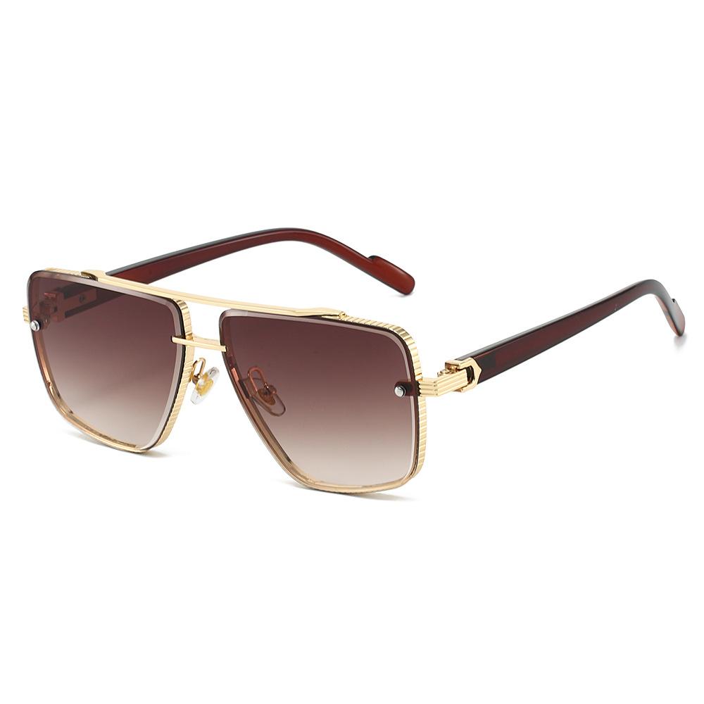 New Luxury Double Beam Frameless Gradient Women Sunglasses  Simple Wave Frame Design Trendy Trend Men Sun Glasses Uv400