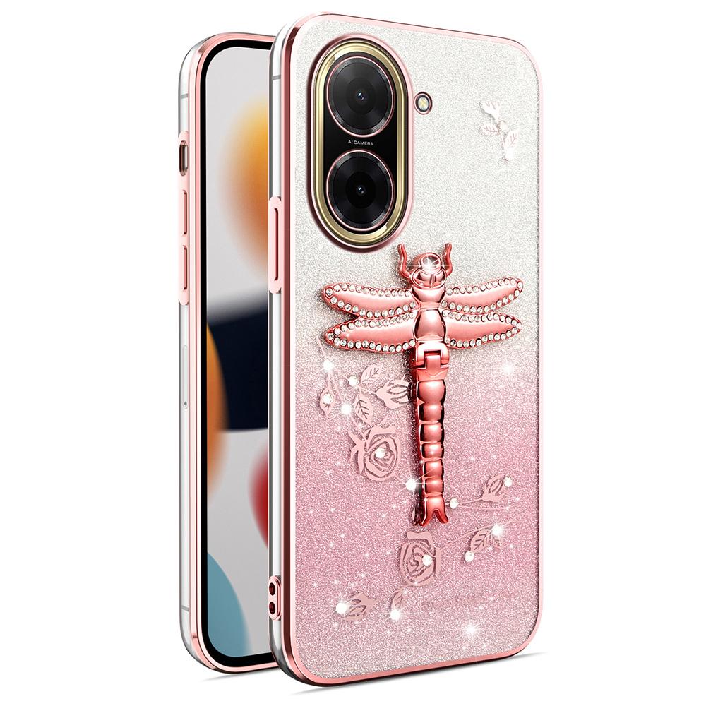

KADEM For Xiaomi Redmi A5 4G (171.7mm) Case Dragonfly Kickstand TPU Flowers Glitter Phone Cover Pink