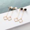 E1200 Temperament Pearl Stud Earrings Simple Long Geometric Earrings Schoolgirl Earrings Jewelry