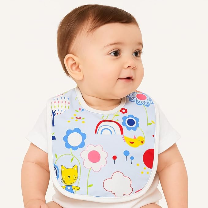 Pack of 3 Baby Bib – Soft Silicone Waterproof Feeding Bib with Adjustable Food Catcher Pocket
