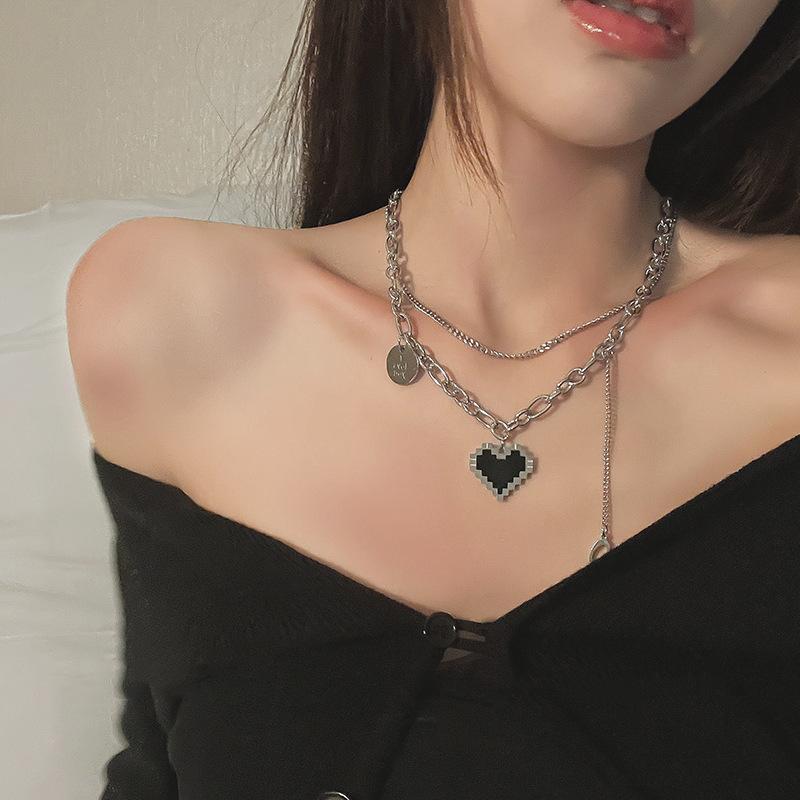 Y2K Star Zircon Pendant Necklace for Women Luxury Sweet Cool Girl Punk Heart Clavicle Chain New Fashion Jewelry Party Gift