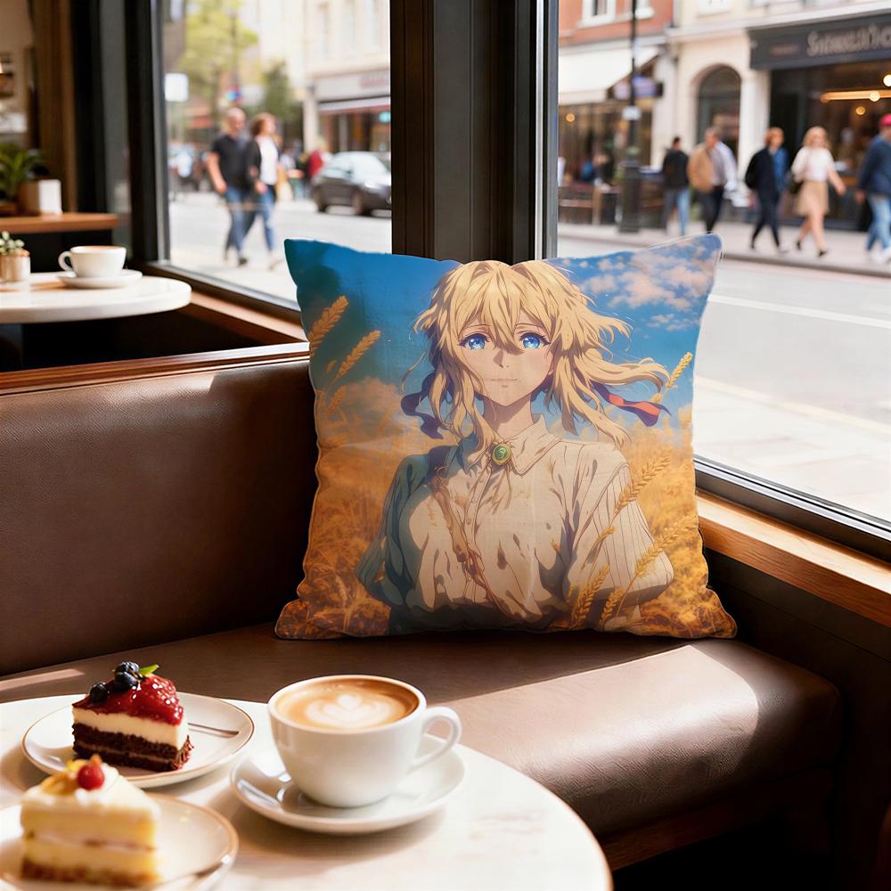 Anime Violet Evergarden Cushion Cover Decorative Cushions Covers Cover Sofa X Pillow  Piece X X Pillowcase