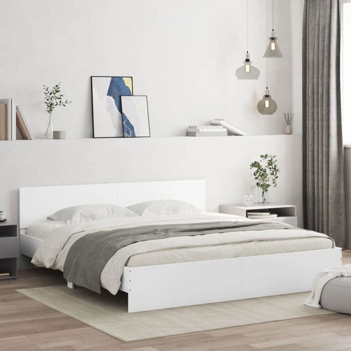 VidaXL Bed Frame with Headboard White 160x200 Cm 3207469