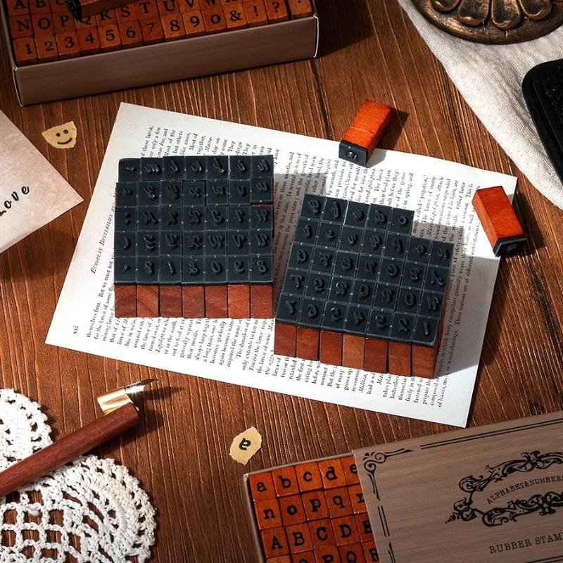 School Supplies 70 Time Spells Retro Letters English Numbers Handbook Seals Typewriter Series Decorative Printing Materials Gift