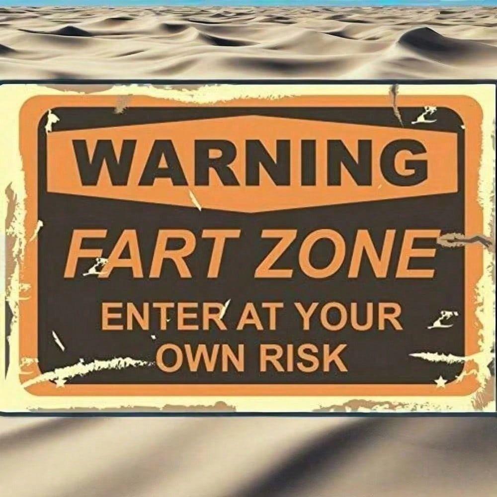 Metal Wall Art Decor, Warning Fart Zone Sign Funny Metal Poster for Bar Garage