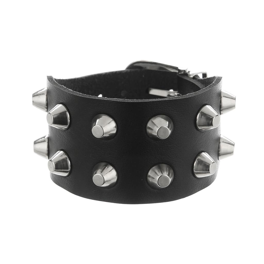 DIEZI Rock Vintage Gothic PU-Leder Wickelarmband für Damen Herren Punk Mode Hip Hop Harajuku Kurzes Nietenarmband Schmuck