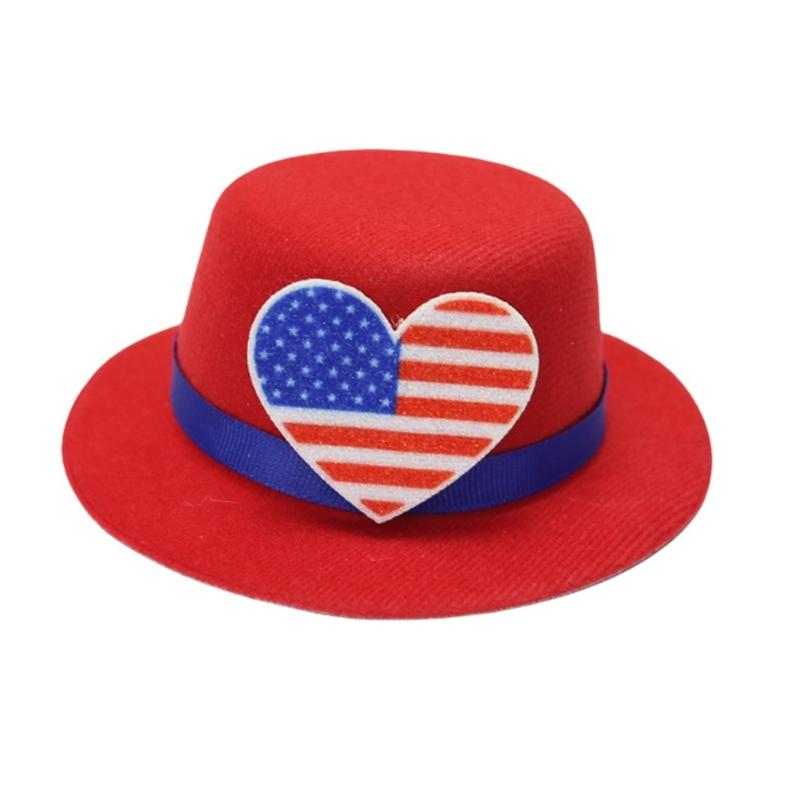 Carnivals Hat with Hair Clip for Independence Day Festival Small Top Hat Patriotic Holiday Party Hat for All Age and Pet