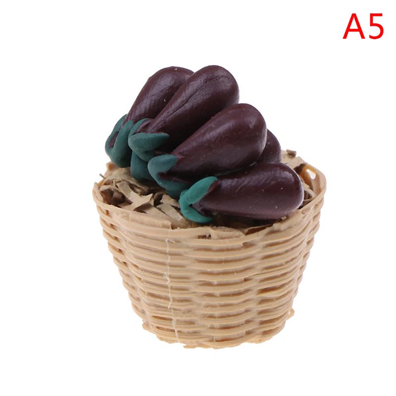 1:12 Mini Simulation Artificial Fruits Vegetables Doll House Furniture Decor Bamboo Basket Miniature Accessory For Children Kids