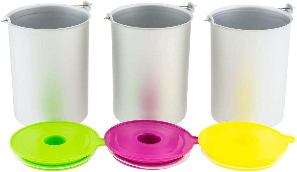 H.Koenig BO325 Sada 3 misek pro zmrzlinovač HF250, 3 nádoby po 1,5 l, nerezová ocel, stříbrná, růžová, žlutá a limetkově zelená, plast