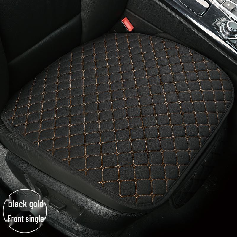 All-Season Breathable Linen Car Seat Cushion Set with Polka Dot Embroidery