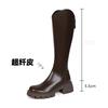 Qiao Feifei V-mouth long boots for women 2025 autumn and winter brown thick-soled high boots Knight boots Children increase height and look thinner
