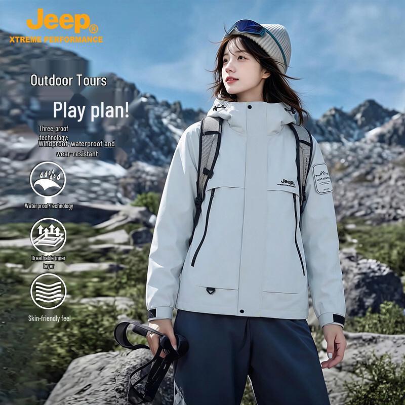 JEEP Autumn/Winter Outdoor Windproof 3-in-1 Fleece Jacket