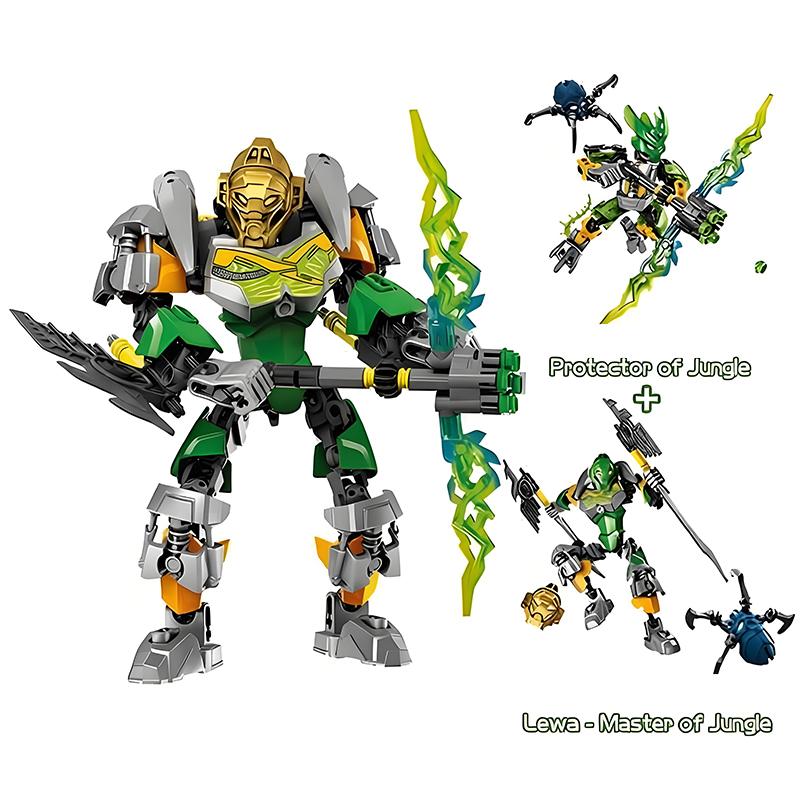 NEUES 2in1 Bionicle Baustein Anime Actionfiguren Soldat Roboter Mech Stein Set Lewa Beschützer des Dschungels Spielzeug Für Jungen Geschenk