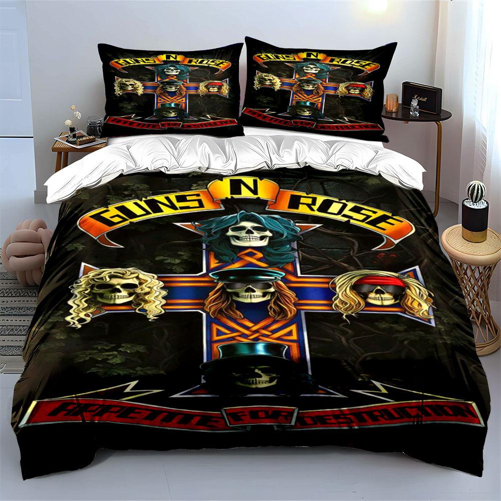 Skeletons on colorful cross. Bedding sets Duvet cover sets Duvet covers Pillowcases(1*Duvet Cover 2*Pillowcases without duvet insert)