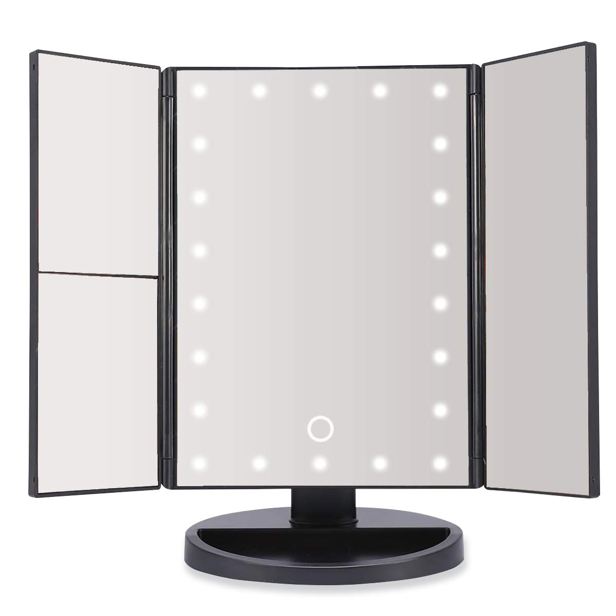 

Зеркало для макияжа Jian Зеркало настольное для актрис с 22 светодиодами черное 3-стороннее чёрный