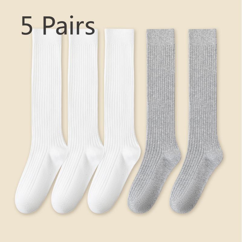 

5 пар женских осенних носков с широким полосатым ворсом и защитой от скатывания 5 Pairs