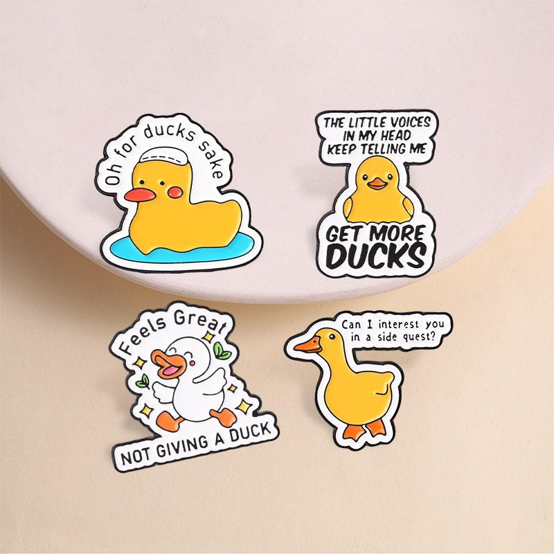 Funny Duck Pun Badges Feels Great Not Giving A Duck Enamel Pin Cartoon Animal Goose Duckling Brooch Accessories Decor Gift