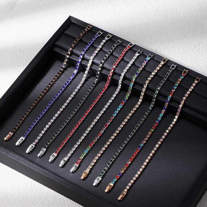 Braccialetto a Riga Singola Full Diamond Hip Hop da Uomo Gioielli per Mano Braccialetto Semplice in Diamante Stile Freddo da Uomo e Donna