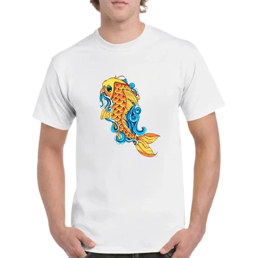 2023 Sommer-Paar-Rundhalsausschnitt, kurzärmeliges Herren- und Damenoberteil, lockerer Koi-Aufdruck, bequemes, schnell trocknendes T-Shirt mit Rundhalsausschnitt