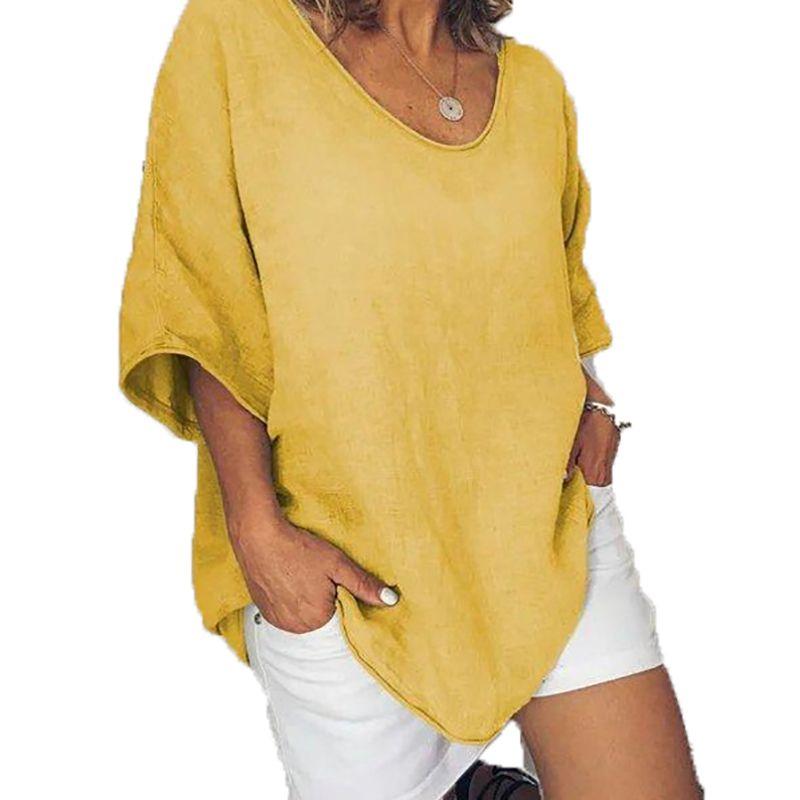 Blusa Estiva da Donna con Maniche Corte a Pipistrello Elegante Casual Larga per Ogni Occasione