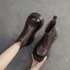 Johnature Genuine Leather Thick Soled Ankle Boots Retro Round Toe Thick Heeled Women's Short Boots