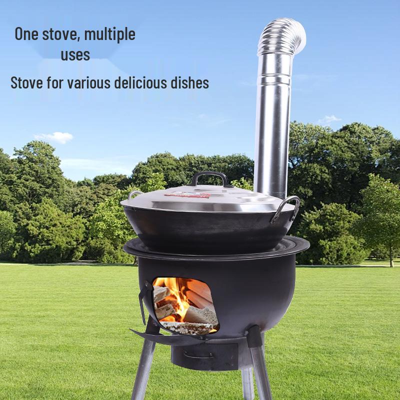 Portable Outdoor Firewood Stove with Threaded Round Legs - New Model