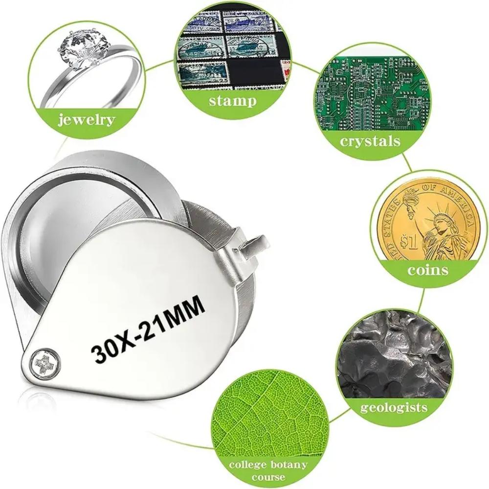 30x21mm Magnifying Glass Pocket Jewelry Loupe Mini Folding Magnifier For Identifying Jade Coin Antique Magnifying Glass