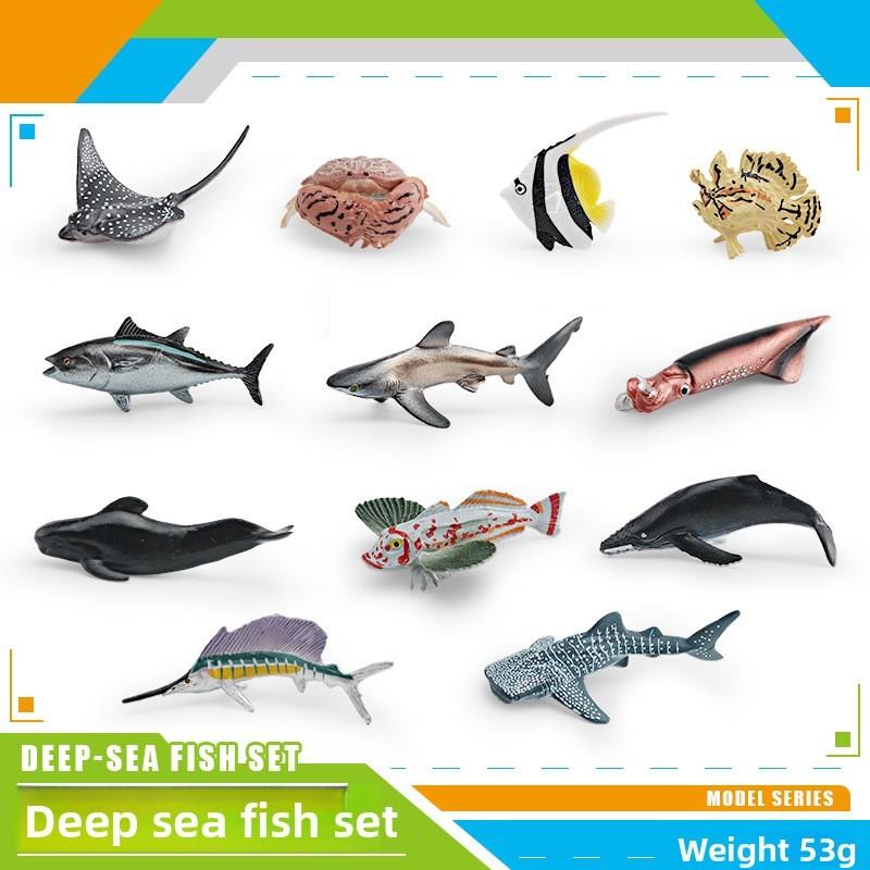 Set di Ornamenti da Tavolo Modelli di Razza di Profondità Simulati, Granchio, Calamaro, Orca, Squalo per Decorazione Stanza dei Giochi Educativa per Bambini
