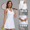 Womens Sleeveless Tennis Dress With Built-in Bra Pad Slim Fit Athletic Skirt Badminton Golf Yoga Sport