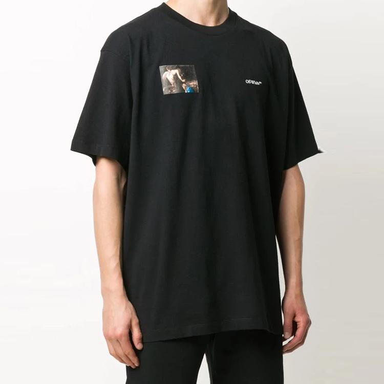 Off-White Caravaggio Angel S/S Over Tee Black Men Streetwear OMAA038E20JER0061010