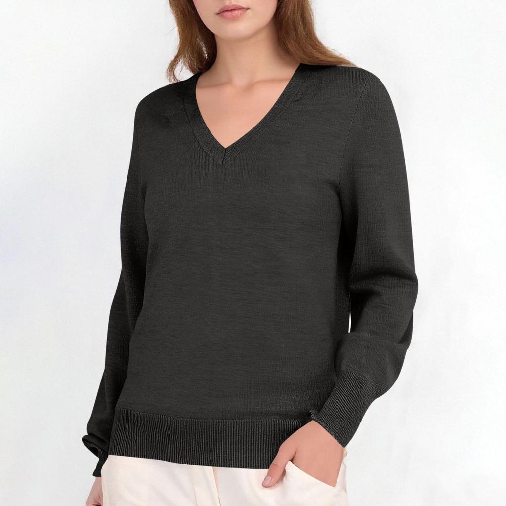 European Casual V-Neck Pullover for Women - 2025 Autumn/Winter Collection
