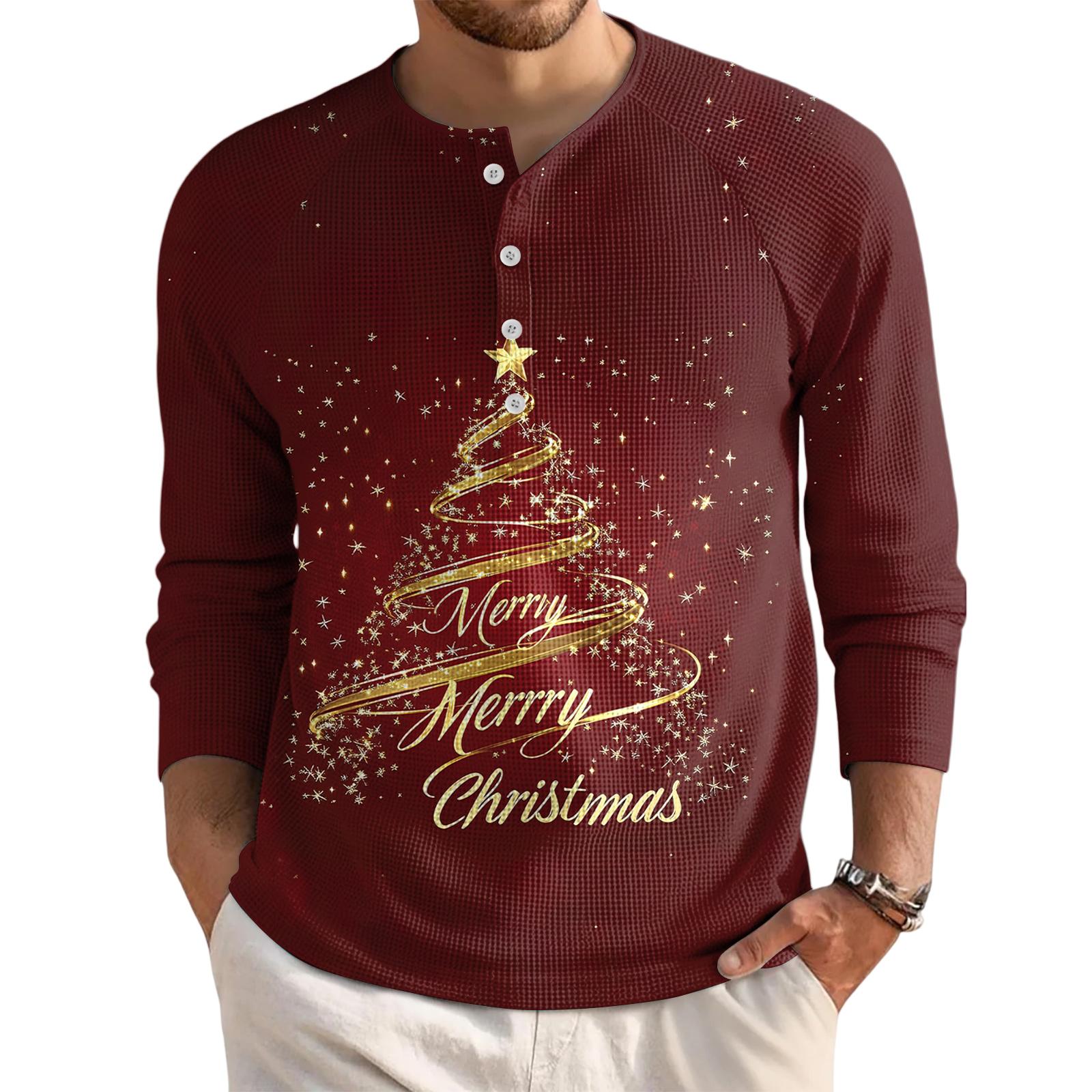 

Мужской свободный повседневный топ с длинным рукавом и воротником на пуговицах XXL винный