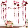 Cheerland Red Pink Rose Garland Flower Roses Petal Streamer Paper Love Banner for Floral Romantic Wedding Engagement Anniversary Bridal Shower