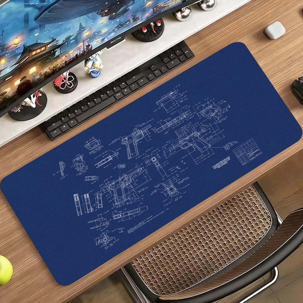 Progetto Schizzo Meccanico Tappetino Mouse Grande Gomma Antiscivolo Bordi Cuciti Stampa Tappetino Scrivania Setup Gaming Spazio Ufficio