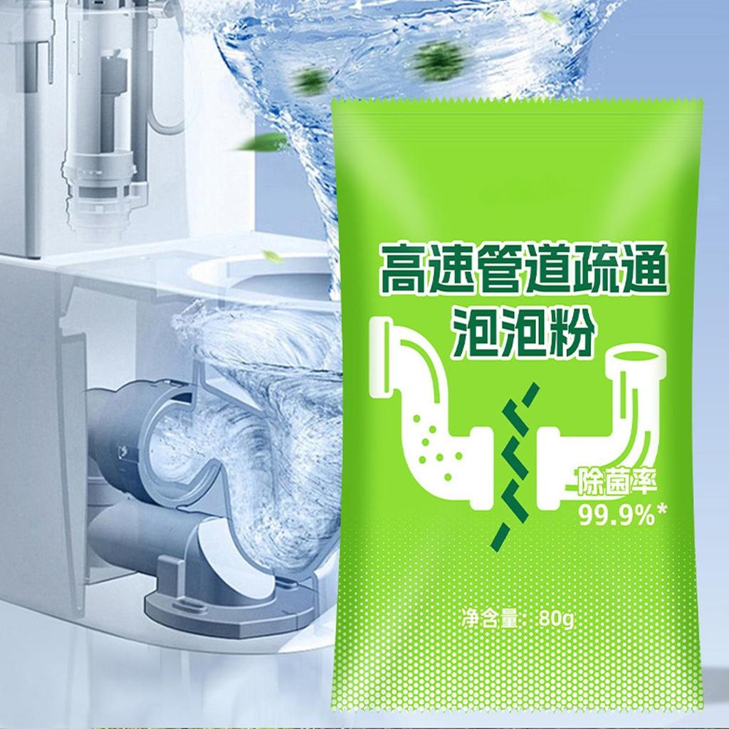 Foaming Drain Cleaner Powder Fast-Acting Clog Remover for Kitchen Sink & Bathtub, Powerful Pipe Declogger Dissolves Hair Grease
