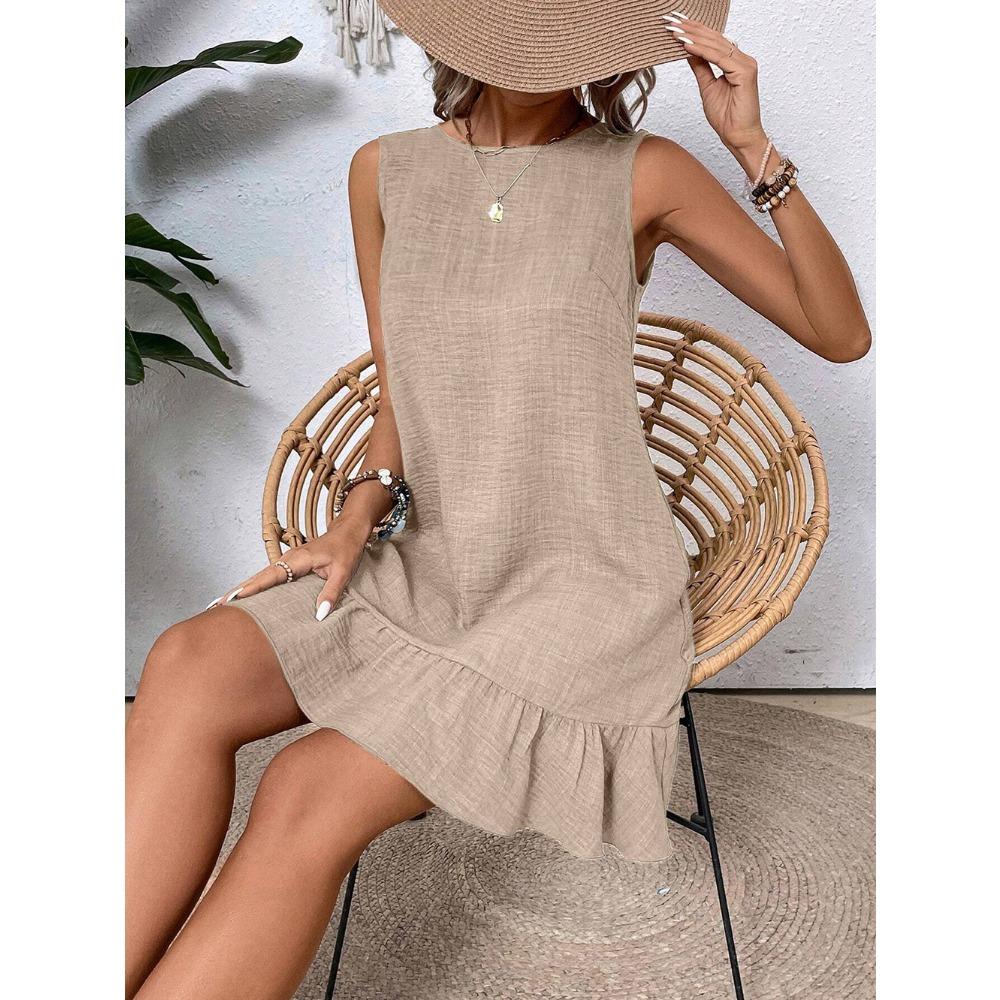 Nuovo Arrivo Primavera/Estate 2026 Abito Gilet da Donna Senza Maniche con Volant Stile Casual Gonna a Gilet Abito Casual Senza Maniche con Volant