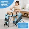 Dog Cat Grooming Hammock with Stand, Pet Restraint Sling for Nail Trimming, Grooming Table for Small Medium Pets