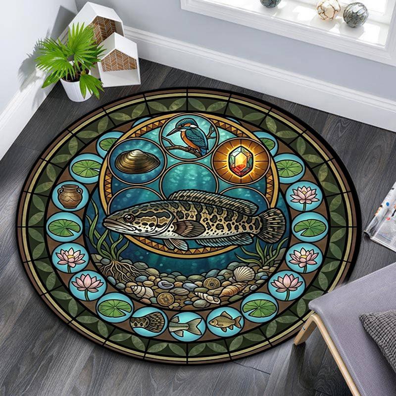 Ocean Life Harmony Round Area Rug Under Office Chairs Bedroom Living Room Home Decor