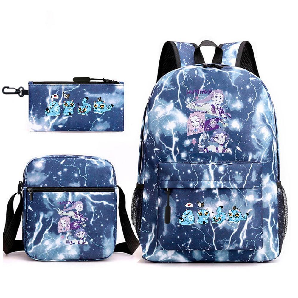 Demon Hunter Girl Group Backpack Kpop Backpack Digital Color Printing Boys And Girls School Bag Shoulder Bag Three-Piece Set