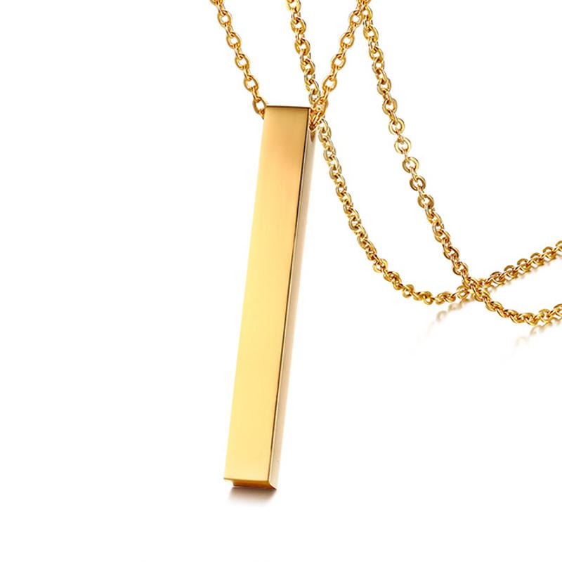 Personalized Vertical Bar Necklace Four Sided Custom Names Necklace Pendant Message For Women